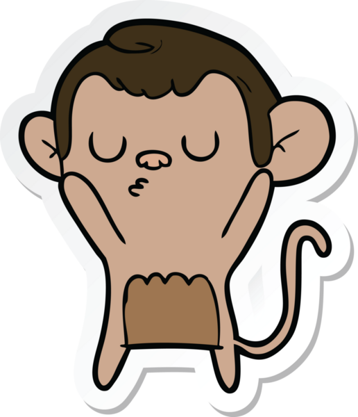 Bir insan tarafından çizilmiş çizgi film maymununun çıkartması.