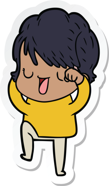 Bir insan tarafından çizilmiş bir karikatür kadının çıkartması.