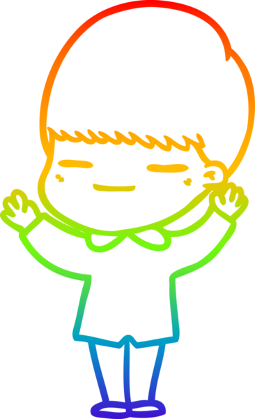 Gökkuşağı gradyan çizgi çizimi bir insan tarafından çizilmiş kendini beğenmiş bir çocuk.