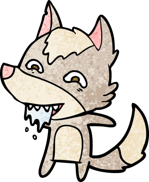 Bir insan tarafından çizilmiş aç kurt çizgi filmi.