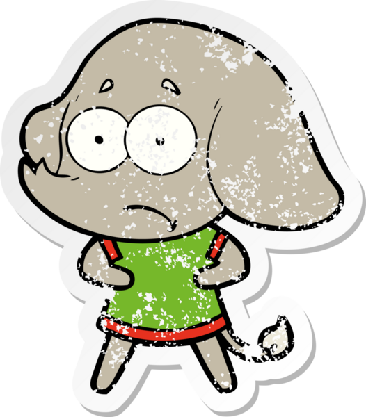 Bir insan tarafından çizilmiş belirsiz bir filin sıkıntılı çıkartması.