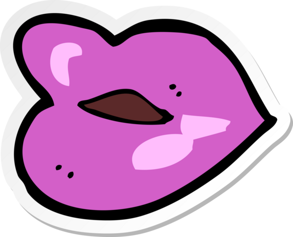 Bir insan tarafından çizilmiş dudak karikatürü çıkartması.