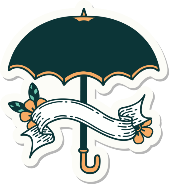 Bir insan tarafından çizilmiş şemsiye dövmesi stili çıkartması