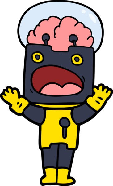 Bir insan tarafından çizilmiş çizgi film robotu