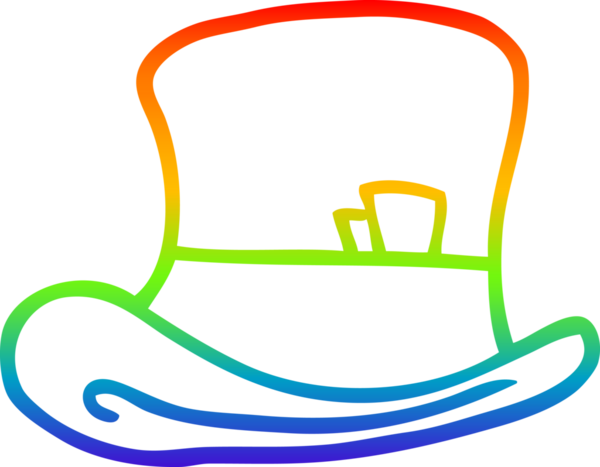 gökkuşağı gradyan çizgi çizimi bir insan tarafından çizilmiş silindir şapka