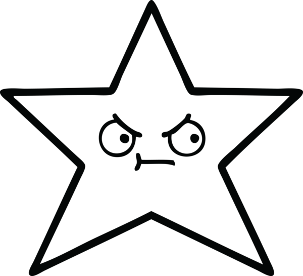 Bir insan tarafından çizilmiş yıldız balığının çizgi çizimi