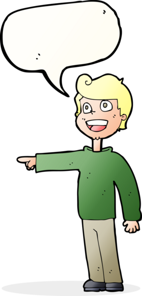 Çizgi filmci bir insan tarafından çizilmiş konuşma balonuyla gülüyor ve işaret ediyor.