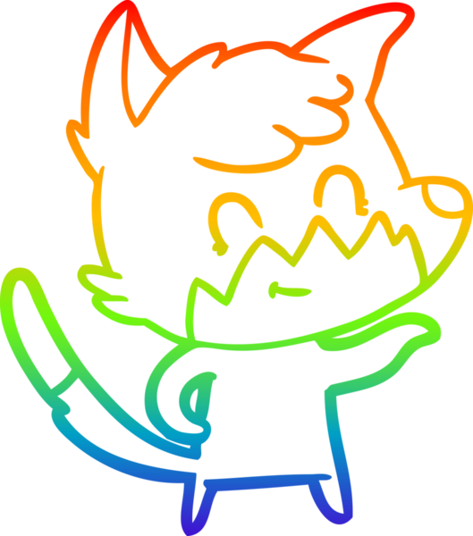 Gökkuşağı gradyan çizgi çizimi bir insan tarafından çizilmiş, dost bir tilki.