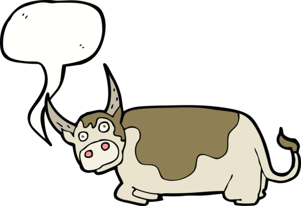 Bir insan tarafından çizilmiş konuşma balonlu çizgi film boğası.