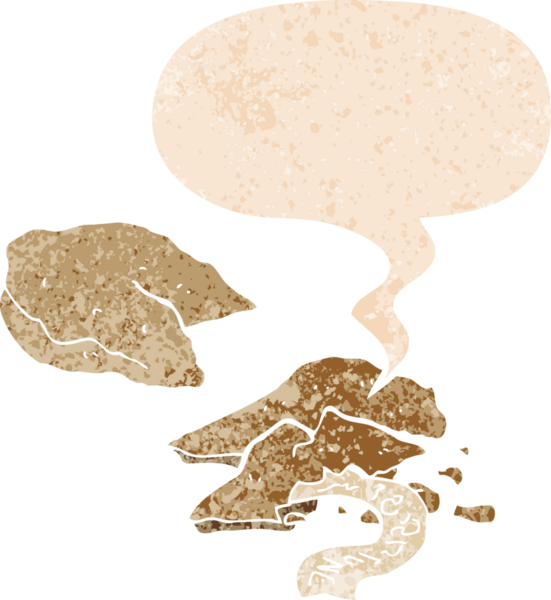 Bir insan tarafından çizilmiş grunge dertli retro desenli konuşma baloncuklu çizgi film şans kurabiyeleri