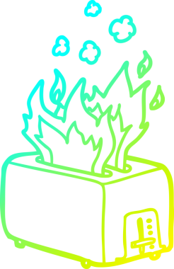 Bir insan tarafından çizilmiş, yanan bir tost makinesinin soğuk gradyan çizimi.