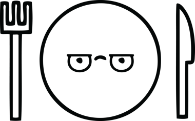 Bir insan tarafından çizilmiş bir yemek tabağının karikatürü.