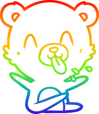 Gökkuşağının gradyan çizimi kaba bir karikatür kutup ayısının bir insan tarafından çizilmiş dili.