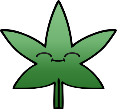 Bir insan tarafından çizilmiş marihuana yaprağının gölgeli çizgi filmi.