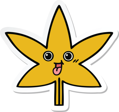 Bir insan tarafından çizilmiş güzel bir sonbahar yaprağının çıkartması.