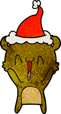 Mutlu ayı eli desenli Noel Baba şapkası giymiş bir insan tarafından çizilmiş