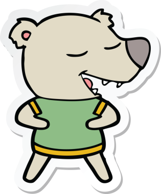 Bir insan tarafından çizilmiş çizgi film ayısının çıkartması.