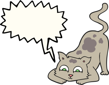 Bir insan tarafından çizilmiş serbest konuşma balonu çizgi film kedisi