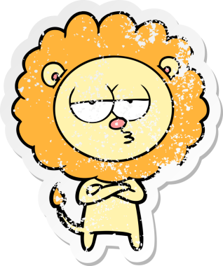 Bir insan tarafından çizilmiş sıkıntılı bir çizgi film çıkartması.