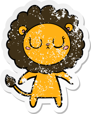 Bir insan tarafından çizilmiş karikatür aslanının sıkıntılı çıkartması.