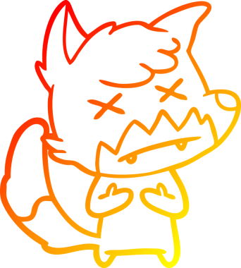 Bir insan tarafından çizilmiş şaşı gözlü tilki çizgi çizimi.