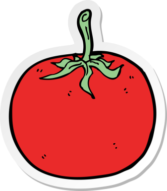 Bir insan tarafından çizilmiş bir domates etiketi.