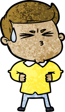 Bir insan tarafından çizilmiş terleyen çizgi film adamı.