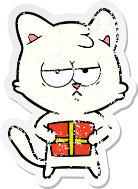 Bir insan tarafından çizilmiş sıkıntılı bir çizgi film kedisinin çıkartması.