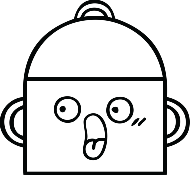 Bir insan tarafından çizilmiş bir tencere karikatürü.