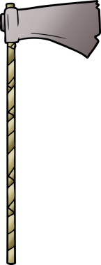 bir insan tarafından çizilmiş ortaçağ savaş baltası.