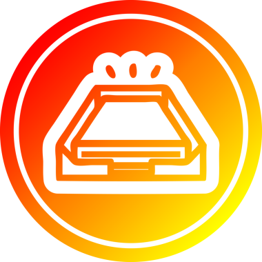 Düşük ofis kağıdı yığını. Bir insan tarafından çizilen sıcak gradyan bitiş ile dairesel simge.