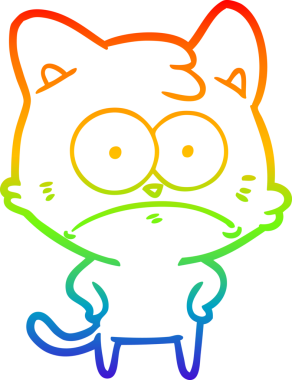 Gökkuşağı gradyan çizgi çizimi Bir insan tarafından çizilmiş gergin kedi