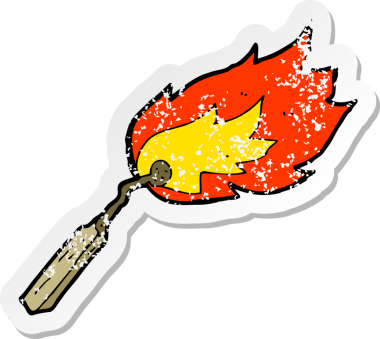 Bir insan tarafından çizilmiş karikatür yakma kibritinin gerilimli retro yapıştırması