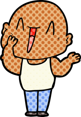 Bir insan tarafından çizilmiş mutlu, kel adam.