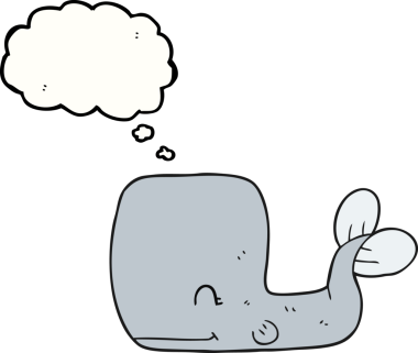 Bir insan tarafından çizilmiş serbest çizim balon karikatürü mutlu balina