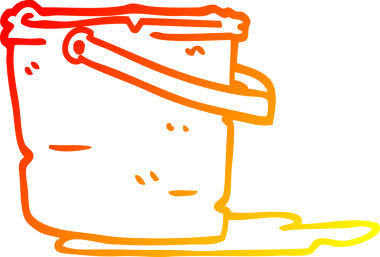 Bir insan tarafından çizilen çizgi film kovasının sıcak gradyan çizimi