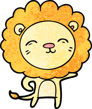 Bir insan tarafından çizilmiş çizgi film aslanı.