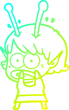 Bir çizgi film karakteri, bir insan tarafından çizilmiş soğuk gradyan çizimi.