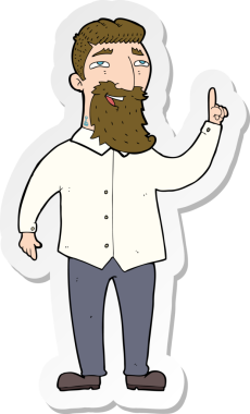 Bir insan tarafından çizilmiş sakallı bir adamın çıkartması.