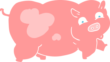 Bir insan tarafından çizilmiş domuzun düz renk çizimi