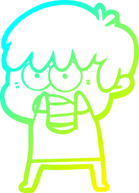 Bir insan tarafından çizilmiş endişeli çizgi film çocuğunun soğuk gradyan çizgisi.