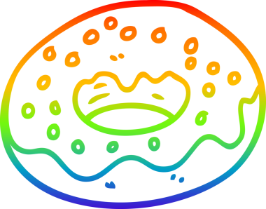 Bir insan tarafından çizilmiş çikolata kaplı bir çöreğin çizimi.