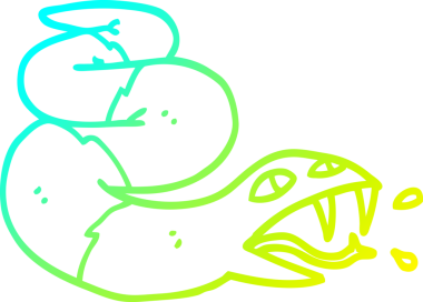 Bir insan tarafından çizilen tıslayan yılanın soğuk çizgi çizimi.