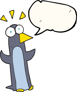 Bir insan tarafından çizilen serbest konuşma balonu karikatürü penguenleri şaşırttı