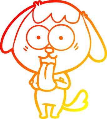 Bir insan tarafından çizilmiş sevimli bir köpeğin sıcak çizgi çizgisi.