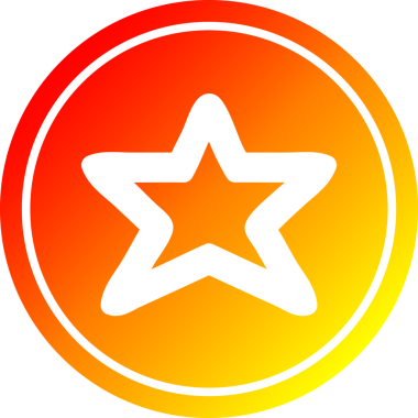 Bir insan tarafından çizilen sıcak gradyan bitiş ile yıldız şekli dairesel simgesi