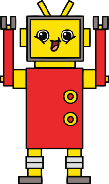 Bir insan tarafından çizilmiş mutlu bir robot çizimi.