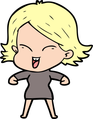 Bir insan tarafından çizilmiş mutlu çizgi film kızı.