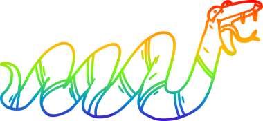 Bir insan tarafından çizilmiş sürünen bir yılanın çizdiği gökkuşağı gradyan çizgisi