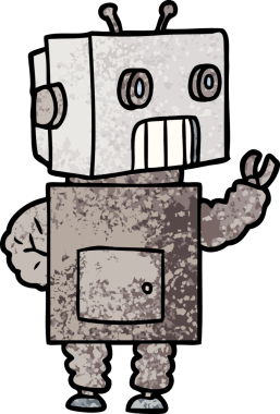 Bir insan tarafından çizilmiş çizgi film robotu